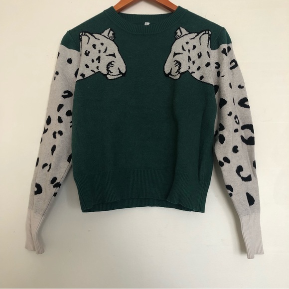 Sweaters - White Leopard Sleeve Sweater!